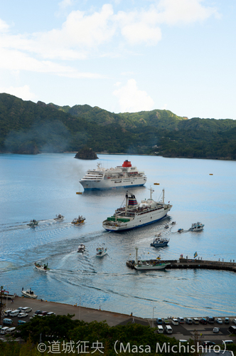 父島に入港している豪華客船